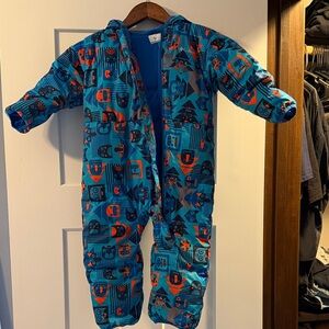 Toddler Blue Printed One-Piece Hooded Columbia Snowsuit
